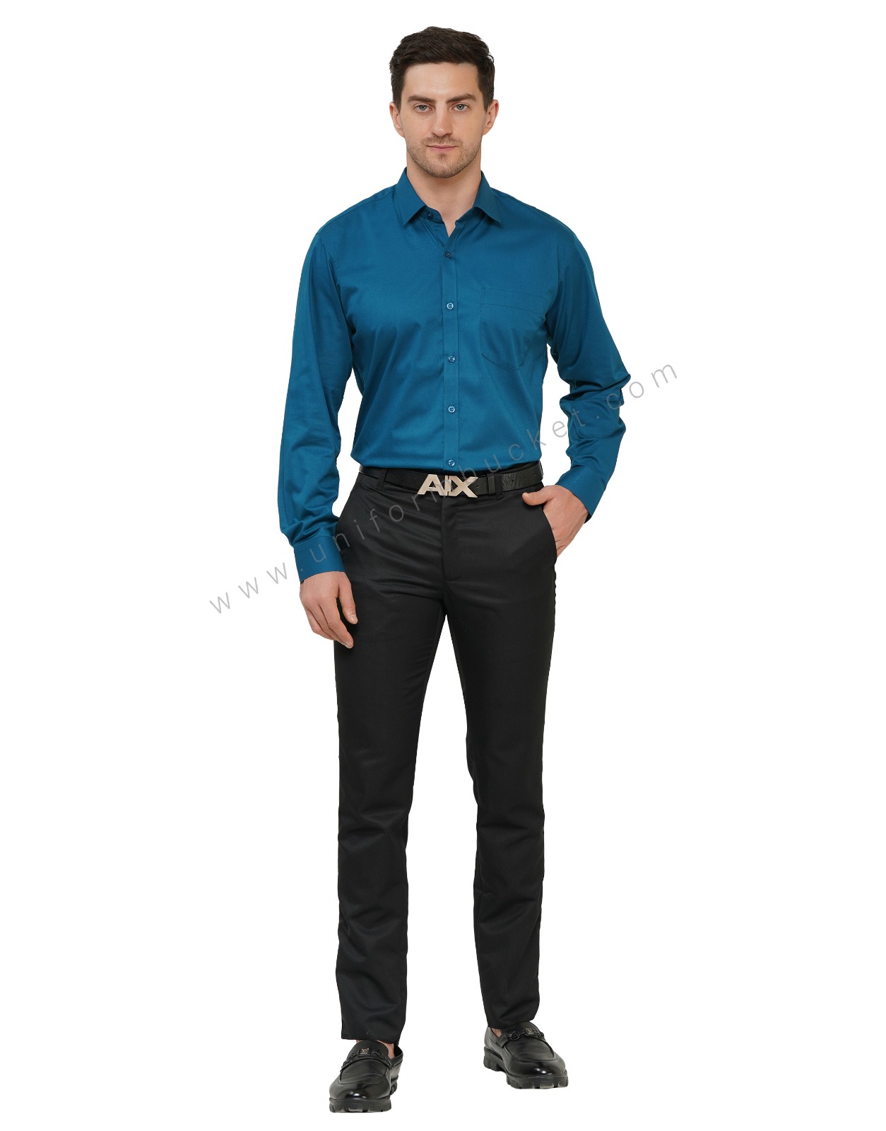 Male Premium Teal Blue Shirt With Pocket thumbnail 4